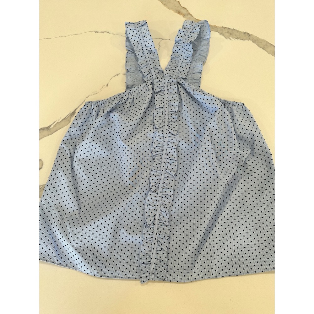 Waverly Grey‎ Liberant Polka Dot Ruffle Halter Top Blue White Small NWT